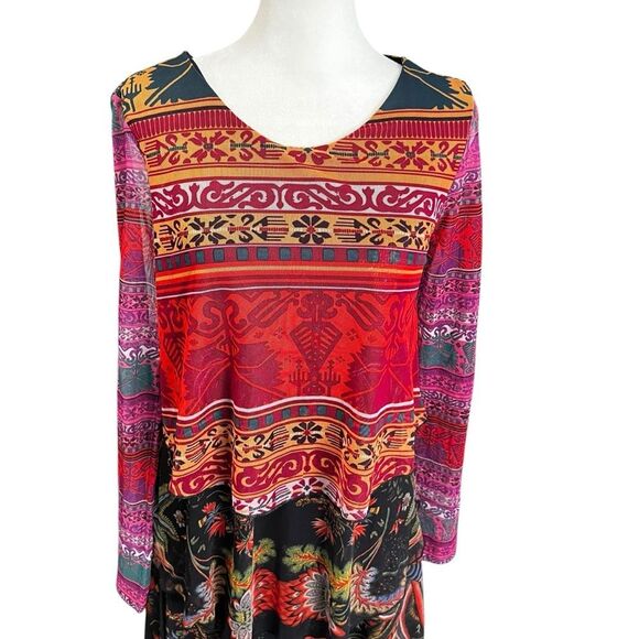 Desigual Tiered Layered Long Sleeve Dress Multicolor Print NWT Size S - Picture 7 of 13
